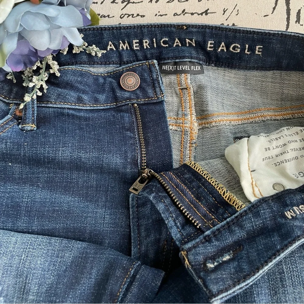 NWOT American Eagle Next Level Flex Men's Distressed Slim Straight Jeans 34x34 - Picture 3 of 7